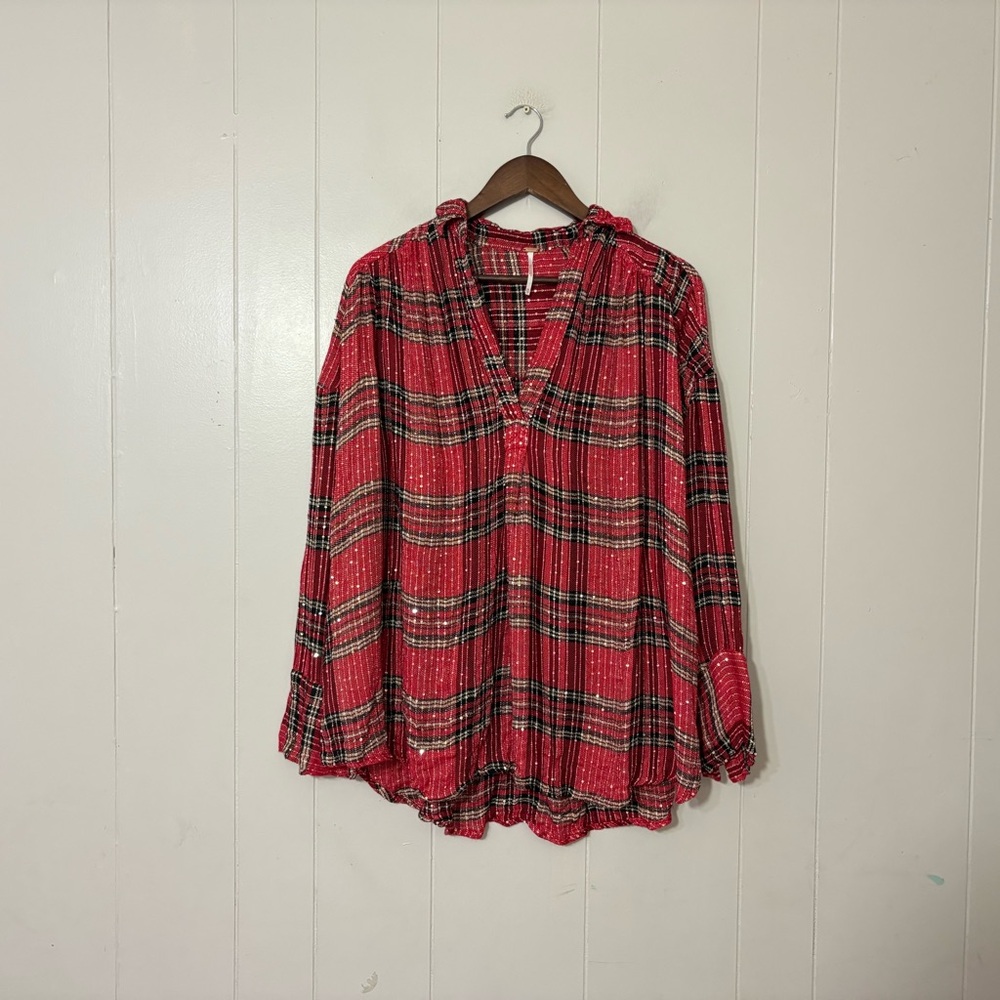 Free People Fearless Love Red Bell Sleeve Tunic Top Size XS Boho - Picture 4 of 13
